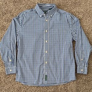 Orvis Blue and White Gingham Checkered Button Down Shirt Active Fit Size Large